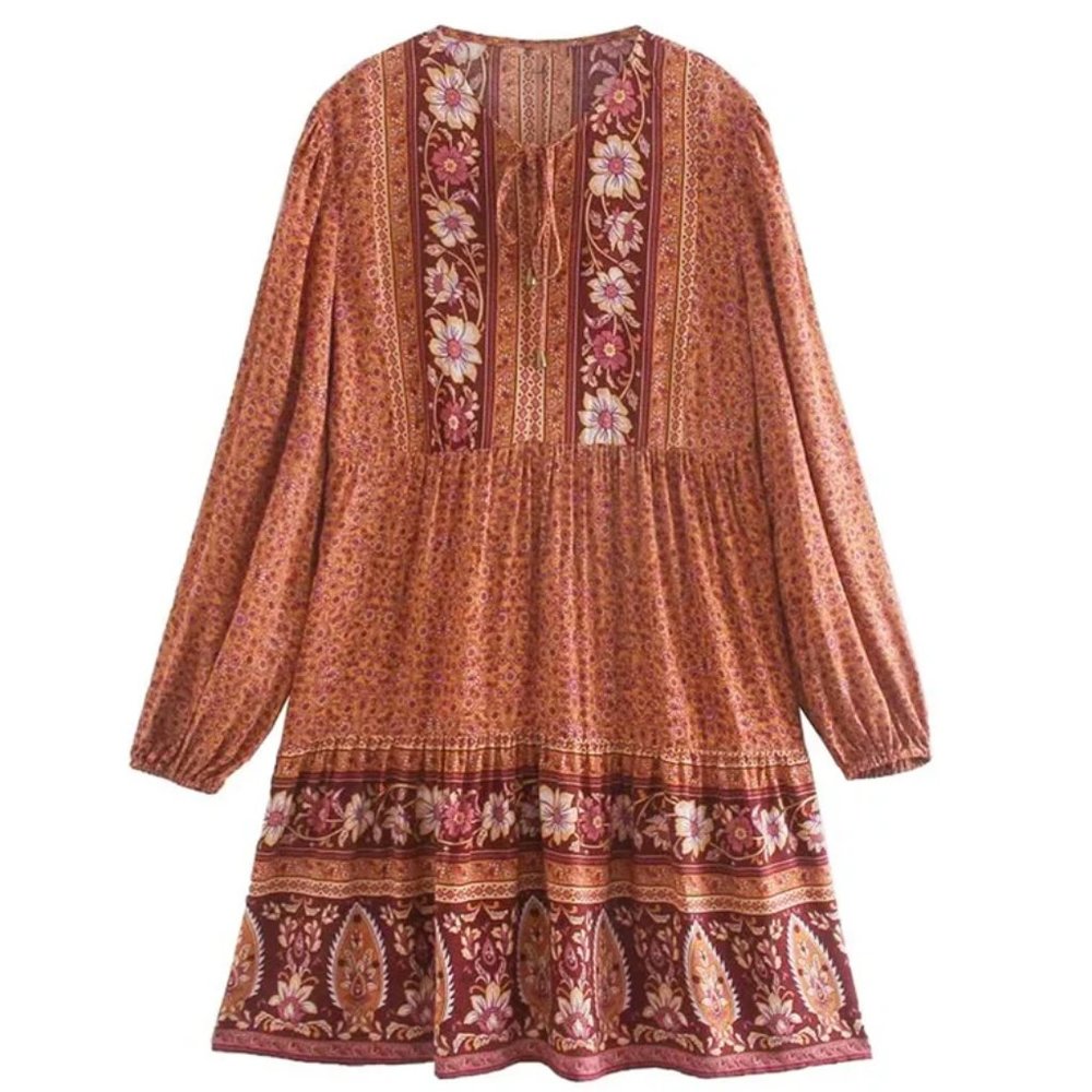Goodnight Macaroon Esther Bohemian Print Tassel Dress